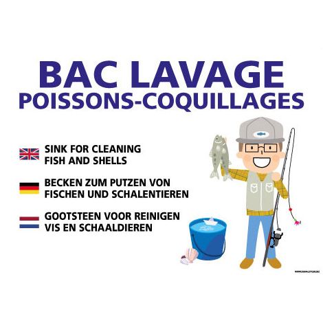 PANNEAU BAC DE LAVAGE POUR CRUSTACES (H0431) - Adhésif - 105 x 75 mm