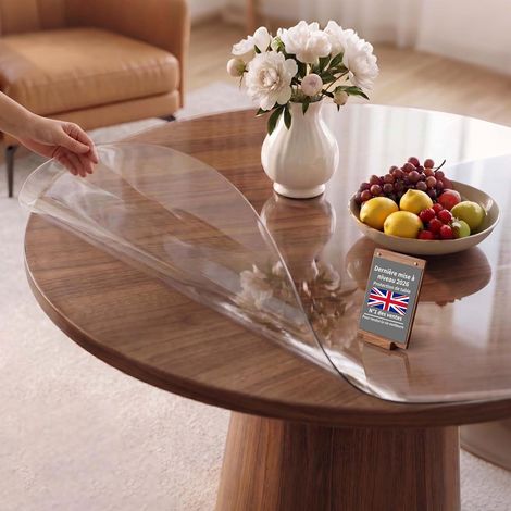 Nappe Ronde Transparente, Couverture de Table imperméable 2mm Protecteur épais pour Salle à Manger, Protection de Table Anti-Tache avec Bords Inclinés (70X70cm (Ronde)) (1/5)