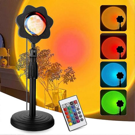Lampe coucher de soleil, 16 modes d'éclairage, avec télécommande, lampe à projection arc-en-ciel LED USB (1/5)
