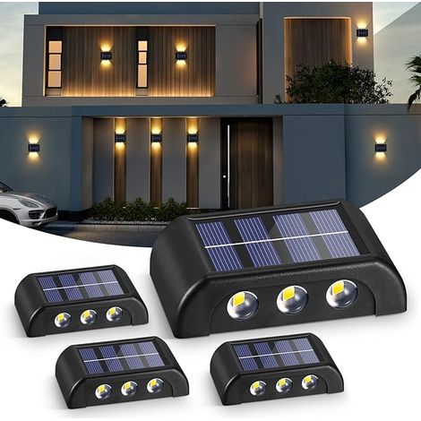 Lampes Solaires de Jardin Extérieur 4 Pièces, Spots Muraux LED à Énergie Solaire, Étanches IP65 pour Escaliers, Terrasses, Patios et Accessoires d'Éclairage (1/5)