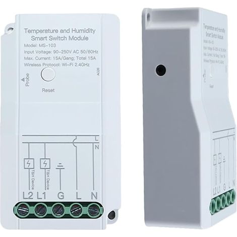 Wi-Fi Smart Thermostat Module DIY Temperature and Humidity Sensor Dual Output 15A 2.4GHz Remote Control via App (1/5)