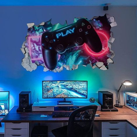 1 feuille, 5032cm, sticker mural 3D gamer, décoration murale poster gamer, sticker mural chambre garçon, sticker mural salon moderne, sticker mural dortoir garçon, sticker mural gamer DIY. (1/5)