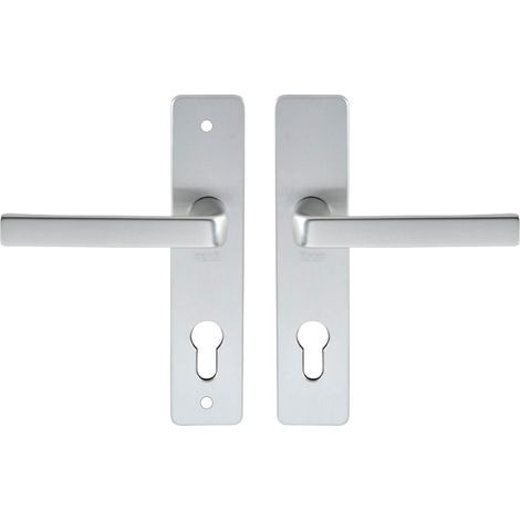1 - Poignée De Porte - Plaque De Propreté - Entraxe 165 Mm - Pour Porte D&39Entrée Et Abri De Jardin - Aluminium - Argent - 38x48 Cm (1/5)