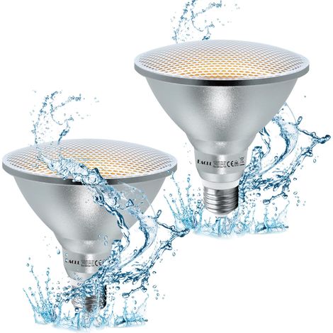 Ampoule LED E27 PAR38 18 W 2000 lm 3000 K blanc chaud, équivalent 120 W, faisceau concentré 60°, non dimmable, sans scintillement, lot de 2