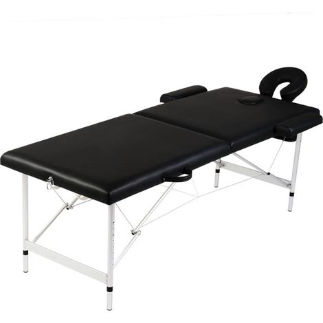 Camilla de masaje plegable de 2 zonas con estructura de acero inoxidable color negro 020001886 (1/5)