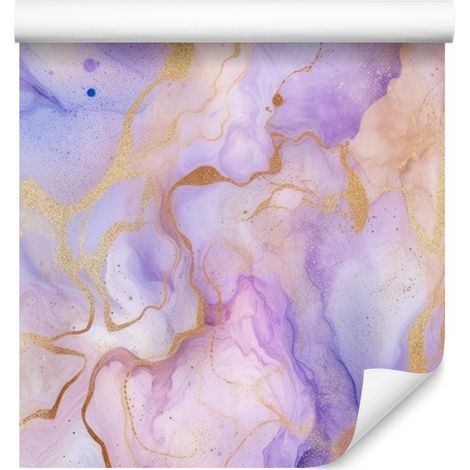 Carta da parati Ink nei colori lavanda, rosa cipria e grigio chiaro, 50x1000 cm. (1/5)