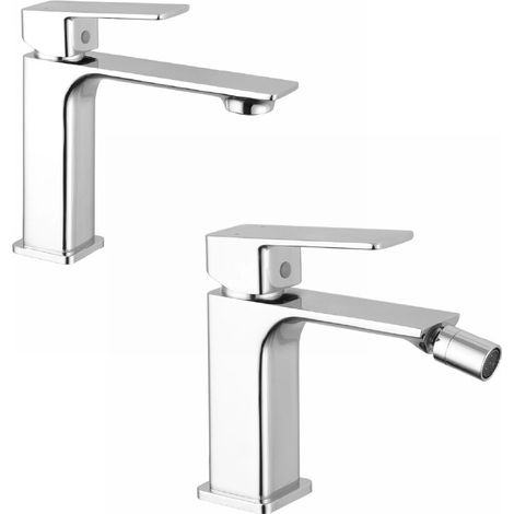 Coppia miscelatori lavabo bidet senza scarico slim cromato Ingrid (1/5)