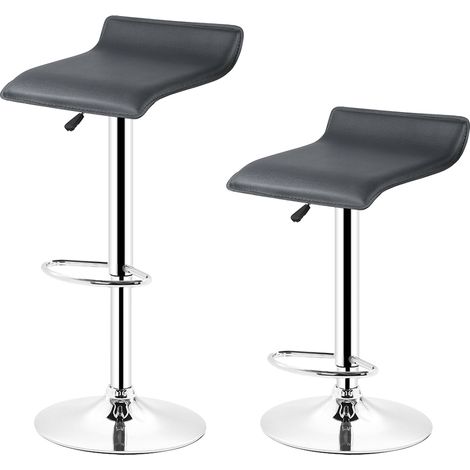 2er Set Barhocker Barstuhl Tresenhocker drehbar Stuhl & Lehne Chrom Lounge bar schwarz