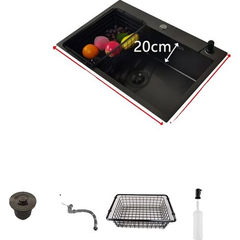 Évier de cuisine, acier inoxydable, installation au-dessus du plan de travail, 68x45cm UN ENSEMBLE (1/2)