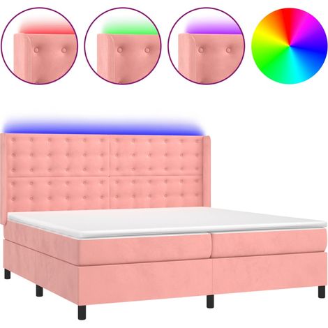 Maison Exclusive - Sommier à lattes de lit matelas et LED Rose 200x200 cm Velours (1/5)