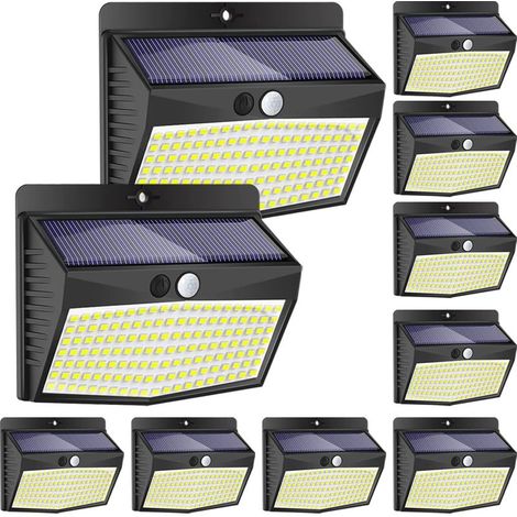 [Lot de 10 Lampe Solaire Exterieur, 138LED Lumiere Solaire Exterieur avec Detecteur de Mouvement Étanche 3 Modes Eclairage Exterieur Solaire Spot Led \u200bSans Fil pour Jardin,Terrasse,Garage (1/5)