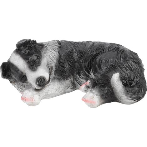 Wasserfeste Welpenstatue aus Kunstharz, die einen Border Collie darstellt, zur Garten- oder Außendekoration.