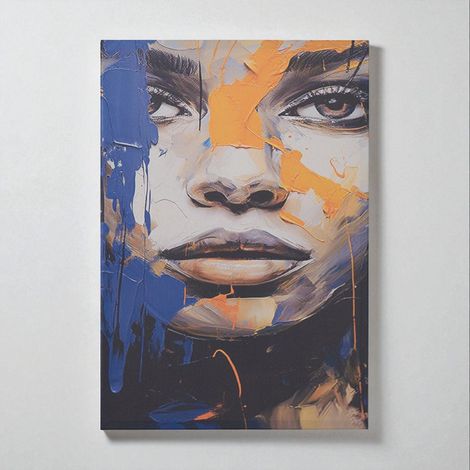 Quadro moderno verticale su tela 60x90 cm con ritratto di donna colorato (1/5)