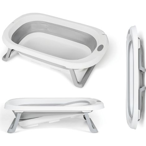 1 Baignoire pliable pour bébé, pieds antidérapants, bouchon de vidange, rangement compact, usage domicile voyage (1/5)