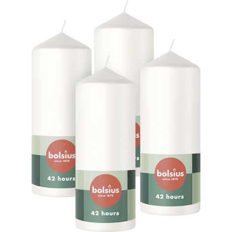 Lot de 4 bougies piliers lisses - Blanc - 15 x 6 (1/5)