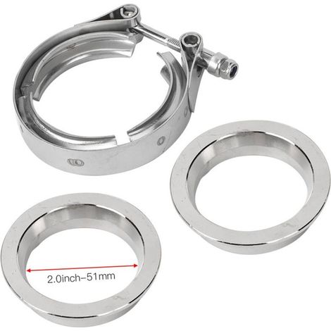 Abrazadera en V de acero inoxidable Eosnow con brida para tubo de escape de automóvil (2,5 pulgadas - 63 mm) (1/3)