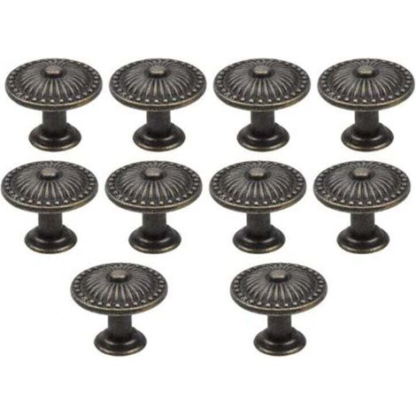 Lot de 10 poignées de porte de tiroir en bronze vintage, bouton de meuble 25 mm, boutons de tiroir ronds, boutons de porte en laiton, poignées de meubles pour armoire, cuisine, chambre d'enfant
