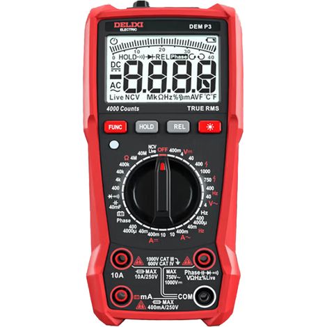 DELIXI Elektrisches Multimeter 890C - Hochpräzise digitale Messgerät mit NCV-Spannungserkennung, Auto-Ranging, P3 Schutz (Modell P3) (1/5)