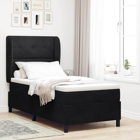 Boxspringbett mit Matratze Schwarz 190 x 90 cm Samt (1/5)