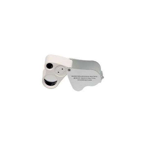 Loupe pliante à lumière LED à double lentille, loupe de bijoutier à éclairage LED loupe bifocale, 60X, 30X, 12 mm, 22 mm (1/5)
