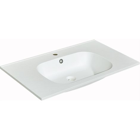 Lavabo da incasso L80 x l46 cm in Resina effetto pietra Bianco - OKIWA