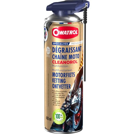 Owatrol-CLEANOROL-Dégraissant chaîne moto - Multifonction - 100% Biosourcé- Aérosol 400 ml (1/2)