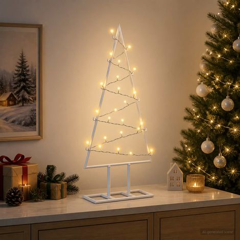 vidaXL Albero di Natale in metallo KUOPIO 60 cm Bianco caldo Acciaio (1/5)
