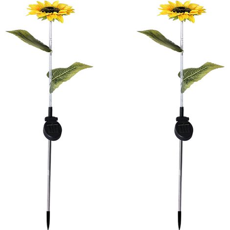 2 Lot Lumière solaire tournesol, LED multicolore, étanche, pour jardin, pelouse, terrasse (1/5)