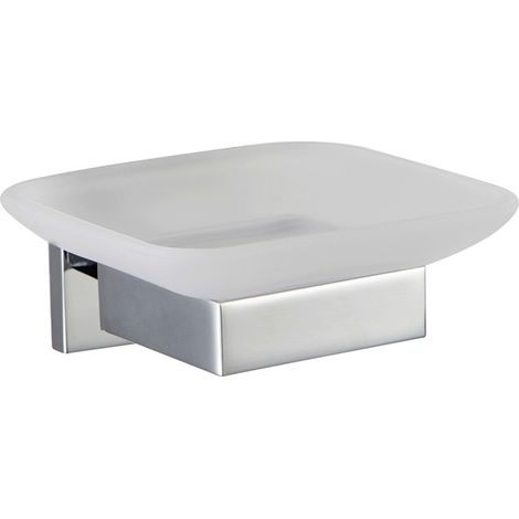 Porta sapone con bacinella in vetro satinato serie frame - fissaggio incollo o viti (1/3)