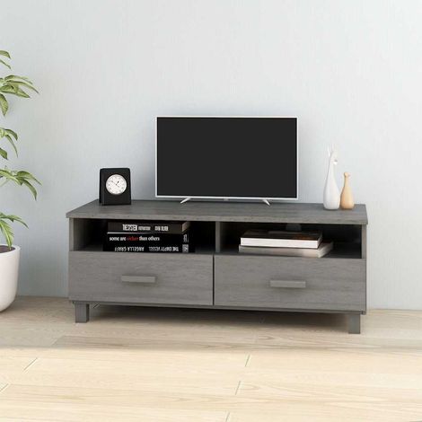 vidaXL Mueble de TV HAMAR madera maciza pino gris claro 106x40x40 cm (1/5)
