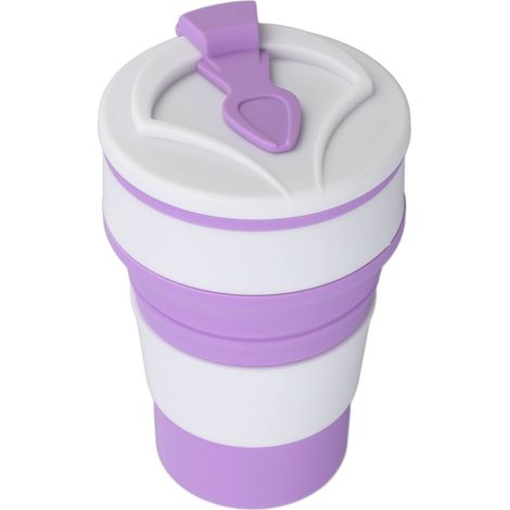 Tasse pliable en silicone 500ml, résistante à la chaleur, idéale pour voyage et extérieur, couleur violet foncé (1/5)