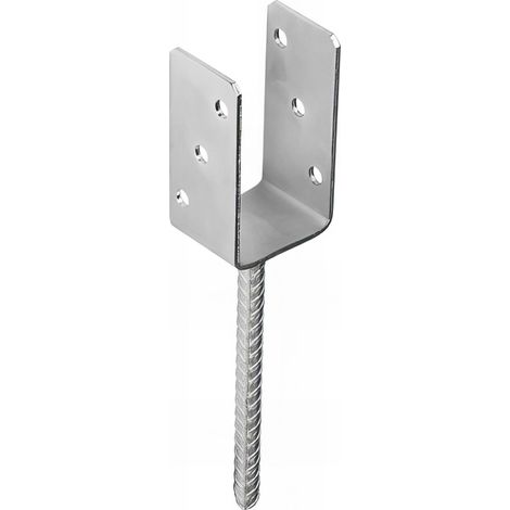 Pied de poteau lourd en U zingué à ancrer - 71 x 120 x 4 mm (1/5)