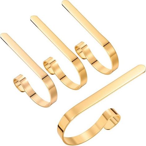 Ganchos，Decoraciones navideñas，Paquete de 4，Colgadores de calcetines navideños，Ganchos para adornos，4.3 x 2.2 pulgadas，Dorado