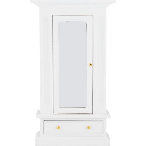 Armoire miniature en bois blanc pour maison de poupée 1:12 - Meuble jouet simulé avec accessoires (1/5)