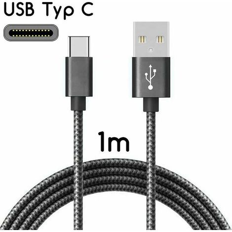 Câble USB-C vers USB 2.0Charge rapide 2,1 AGaine en nylon tressé1 m pour smartphones et ordinateurs portables