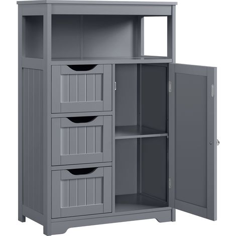 Yaheetech – Meuble de salle de bain avec tiroir et étagère réglable – Dimensions 55,5 x 29,5 x 86,5 cm – MDF durable gris foncé pour rangement optimisé