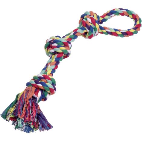 Nobby Rope Toy Spielseile bunt 3 Knoten doppelt 580 g Tau/Zerrspielzeug