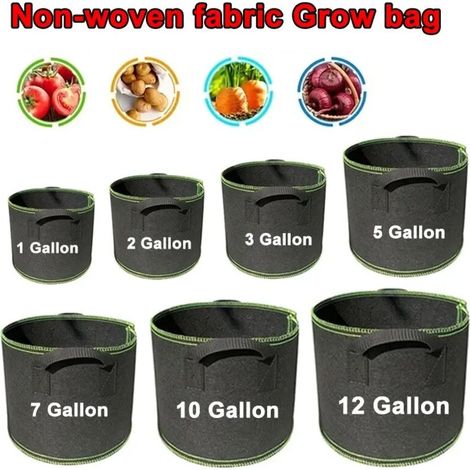 (1 sac de culture gris de 5 gallons, 30 x 25 cm) pour légumes, fleurs et plantes. Sac de culture épais en tissu non tissé avec poignées et aération. (1/5)