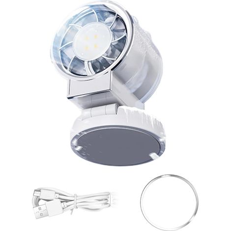 Tragbarer 2-in-1-Ventilator mit Touch-LED-Licht und Magnet – 1200-mAh-Akku – USB-C-aufladbar – für Camping, Büro und Reisen – Weiß (1/4)