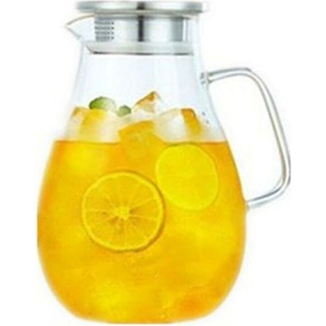 Pichet en verre pour eau froide, théière avec couvercle en bois, 1500 ml H (1/5)