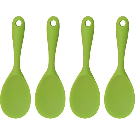 Ensemble de cuillères à riz en silicone, antiadhésives et résistantes à la chaleur, pour le riz, la purée de pommes de terre et plus encore (Vert)