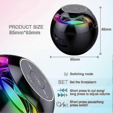 Réveil pour chambre, radio-réveil numérique avec haut-parleur Bluetooth, double alarme, lumière LED, format 12/24 h, port de chargement USB, idéal pour les gros dormeurs. (1/4)
