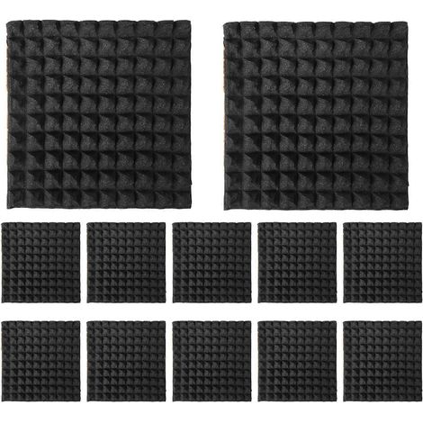 Packung mit 12 selbstklebenden Akustikpaneelen aus hochdichtem, schallabsorbierendem Schaumstoff, 5 x 30 x 30 cm (2 x 12 x 12 Zoll), mit Pyramidenstruktur. (1/5)