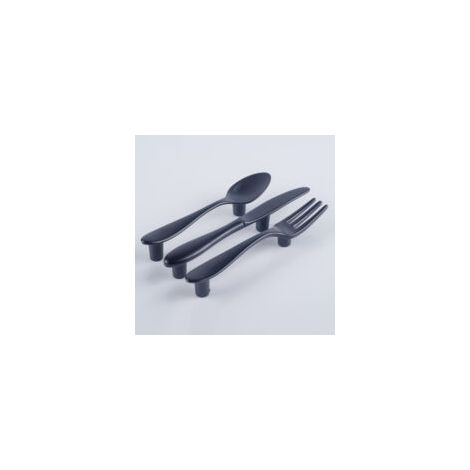 Poignée de meuble pour tiroir, armoire, couteau, fourchette et cuillère, poignée de cuisine (3 pièces, noire) (1/4)