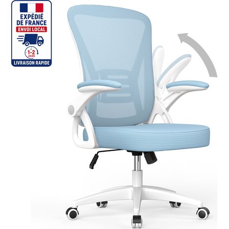 Fauteuil de Bureau Xhomrattan, Chaise Ergonomique à roulette, Hauteur Ajustable, Soutien Lombaire Dossier Règalable, Poids Max 150kg,Bleu