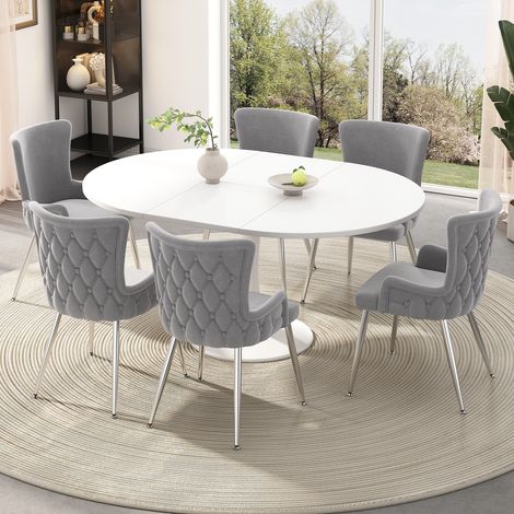 Chaise de salle à manger en velours, lot de 6, grise, 150 kg, HAVRYA (1/5)