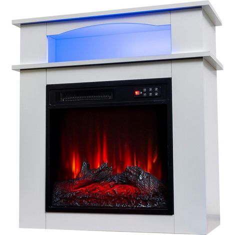 HOMAVO 18-Zoll Elektrokamin mit Heizung - 1000 / 2000W - Stand / Einbaukamin - 3D Flammenfarben -LED-Leiste- Timer - inklusive Schrank (1/5)