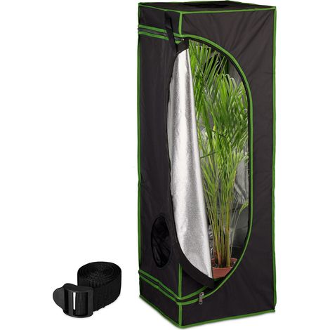 Relaxdays Armario Cultivo Indoor, Carpa Invernadero Interior, Plantas y Hierbas, Opaco, 120 x 40 x 40 cm, Negro y Verde