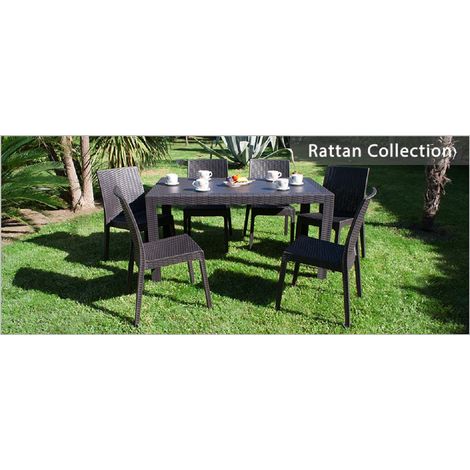 TAVOLO MOD. URANO RESINA RATTAN 80X140 MARRONE ARETA IN KIT DI MONTAGGIO