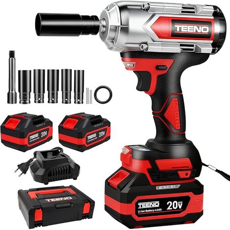 TEENO 1000Nm Brushless Cordless Impact Wrench, 1/2" with 2 x 4.0Ah Batteries (1/5)